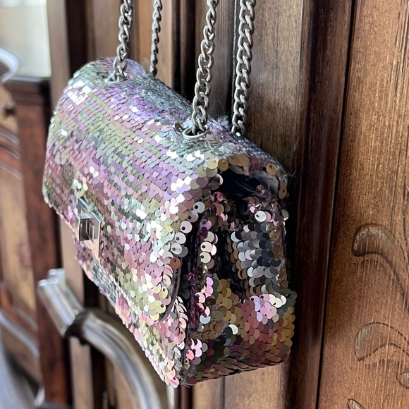 The Children's Place Girl Sliver Flip Sequin Shoulder Party Purse Bag with Chain - Picture 10 of 15